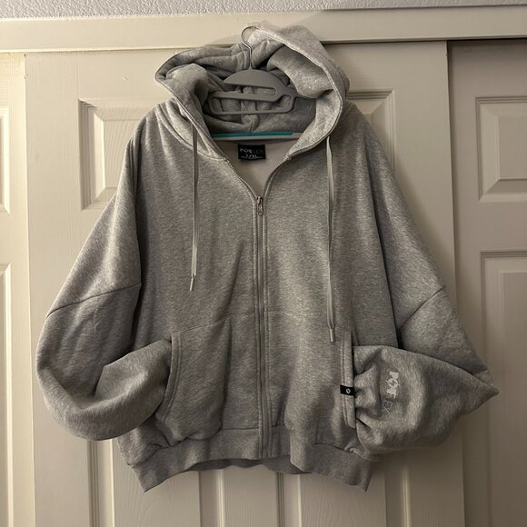 POPFLEX Grey Zip Up Hoodie Dolman Style Great Quality SIZE Large/XLarge - Picture 1 of 5